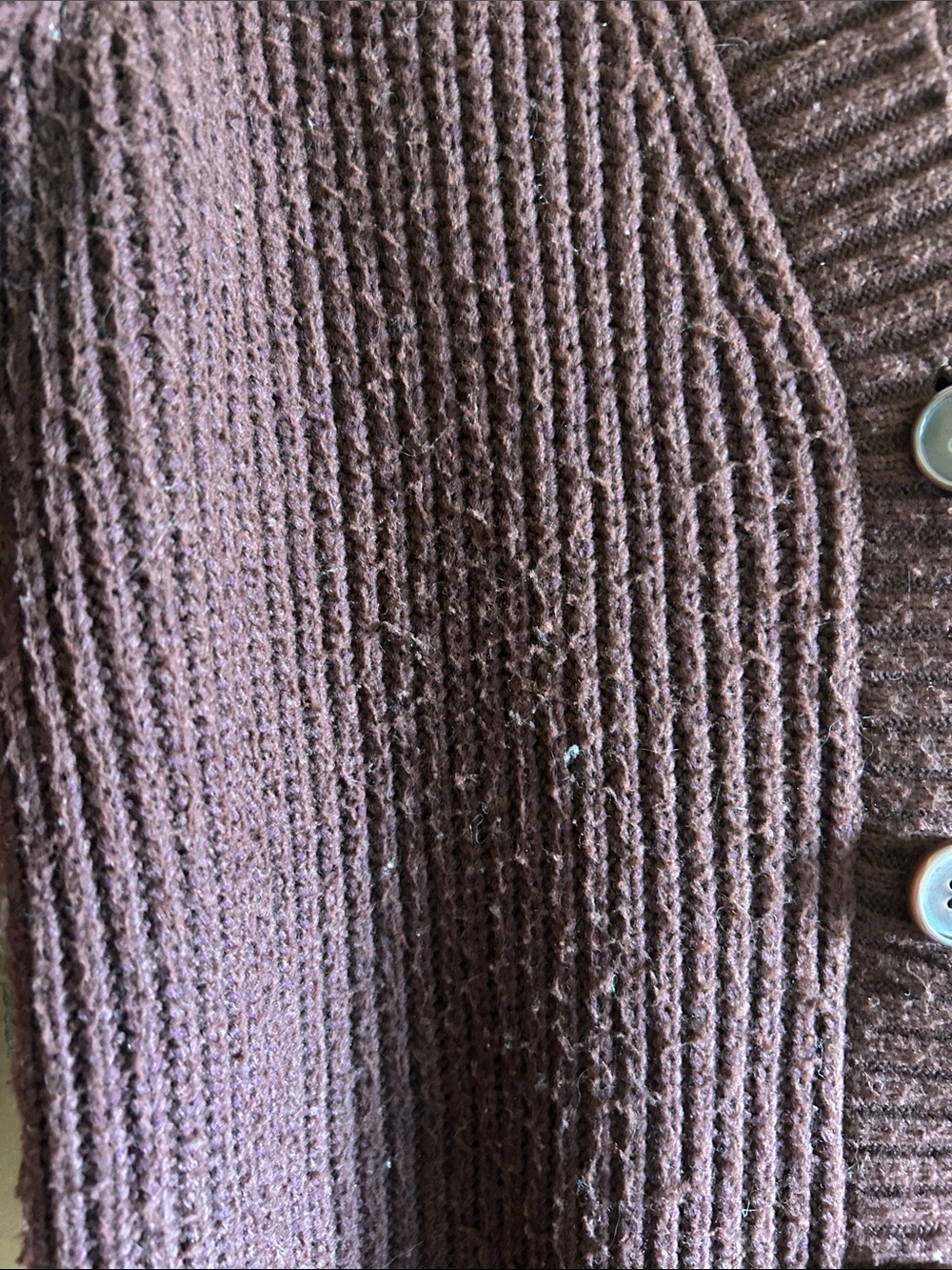 Express Women's Ribbed Button-Front Cardigan - Plum - Picture 2 of 2